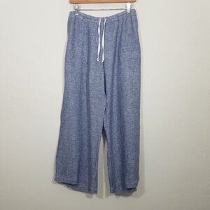 CP Shades 100% Linen Pull-On Wide Leg Pants Blue Size L